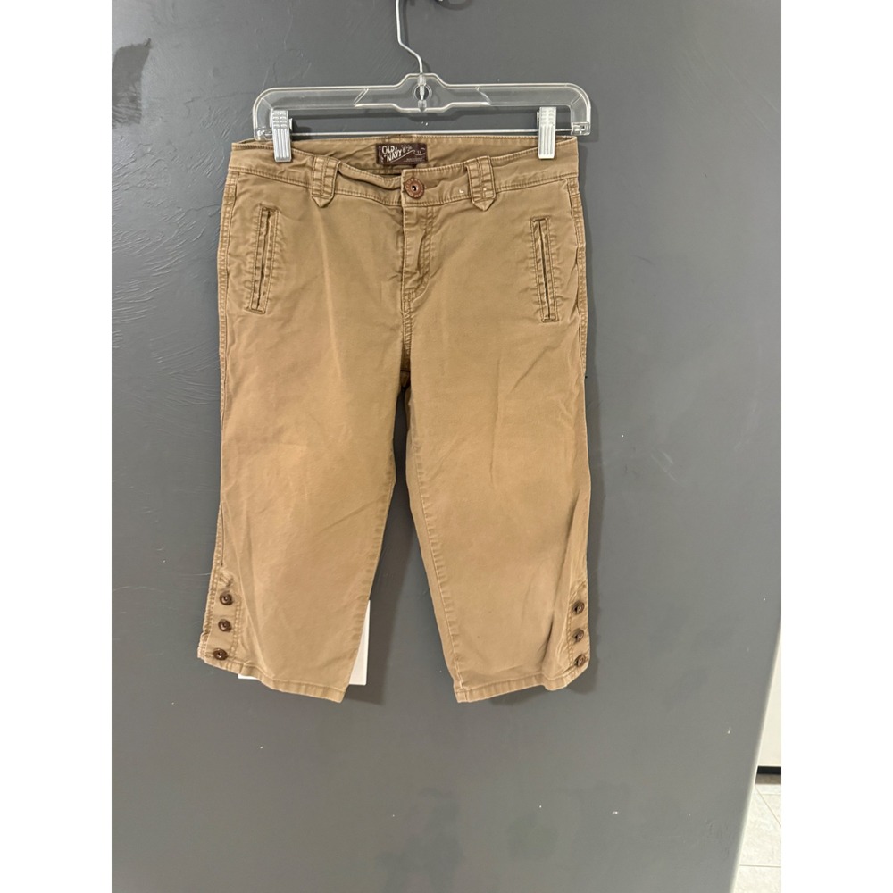 Old Navy Y2k Vintage Girls Khaki Capri Pants Size 14 Tan Cropped Chino Trousers